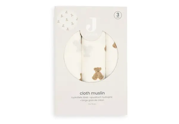 Jollein Jollein | Hydrofiele Doek Small 70x70cm | Mini Teddy Bear | 3 Stuks Jollein Jollein | Hydrofiele Doek Small 70x70cm | Mini Teddy Bear | 3 Stuks