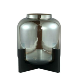 PTMD Collection Shaine Gray Vase On Wooden Base