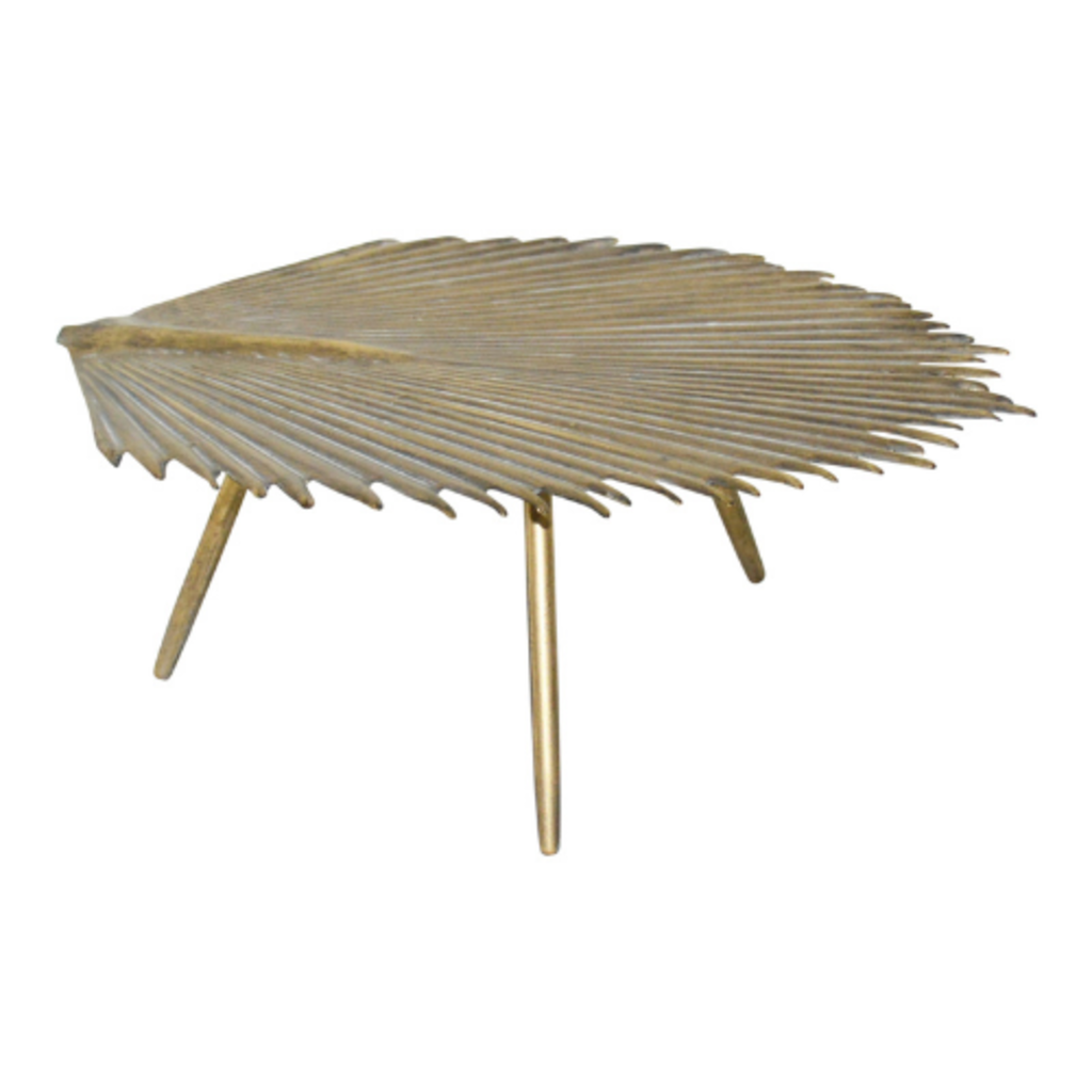 PTMD Collection Ava Brass Tray Palm leaf