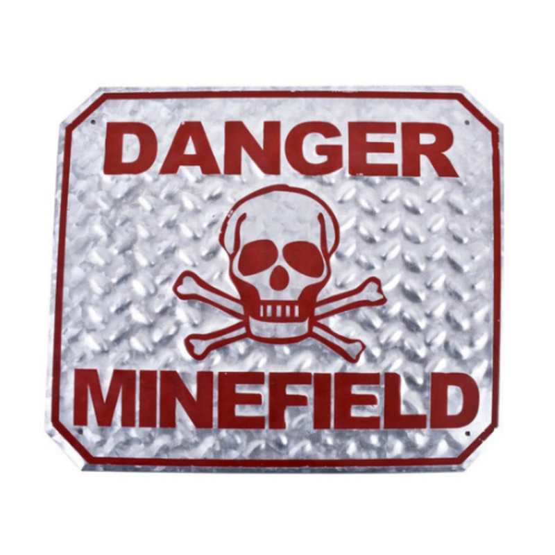 Pusteblume Metallschild Danger Minefield