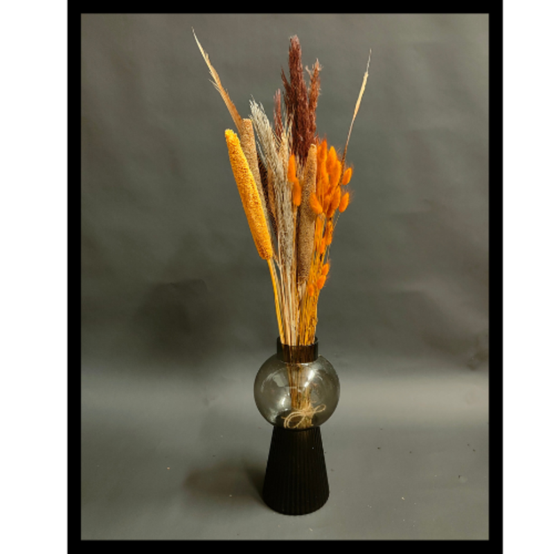 Decor Shop Dried Flower Bouquet Orange Pheasant Feathers