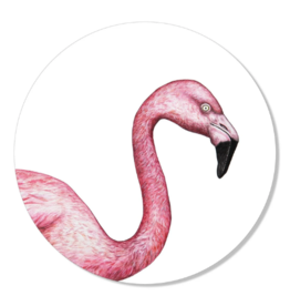 GM Decoratie Wall Circle Flamingo White