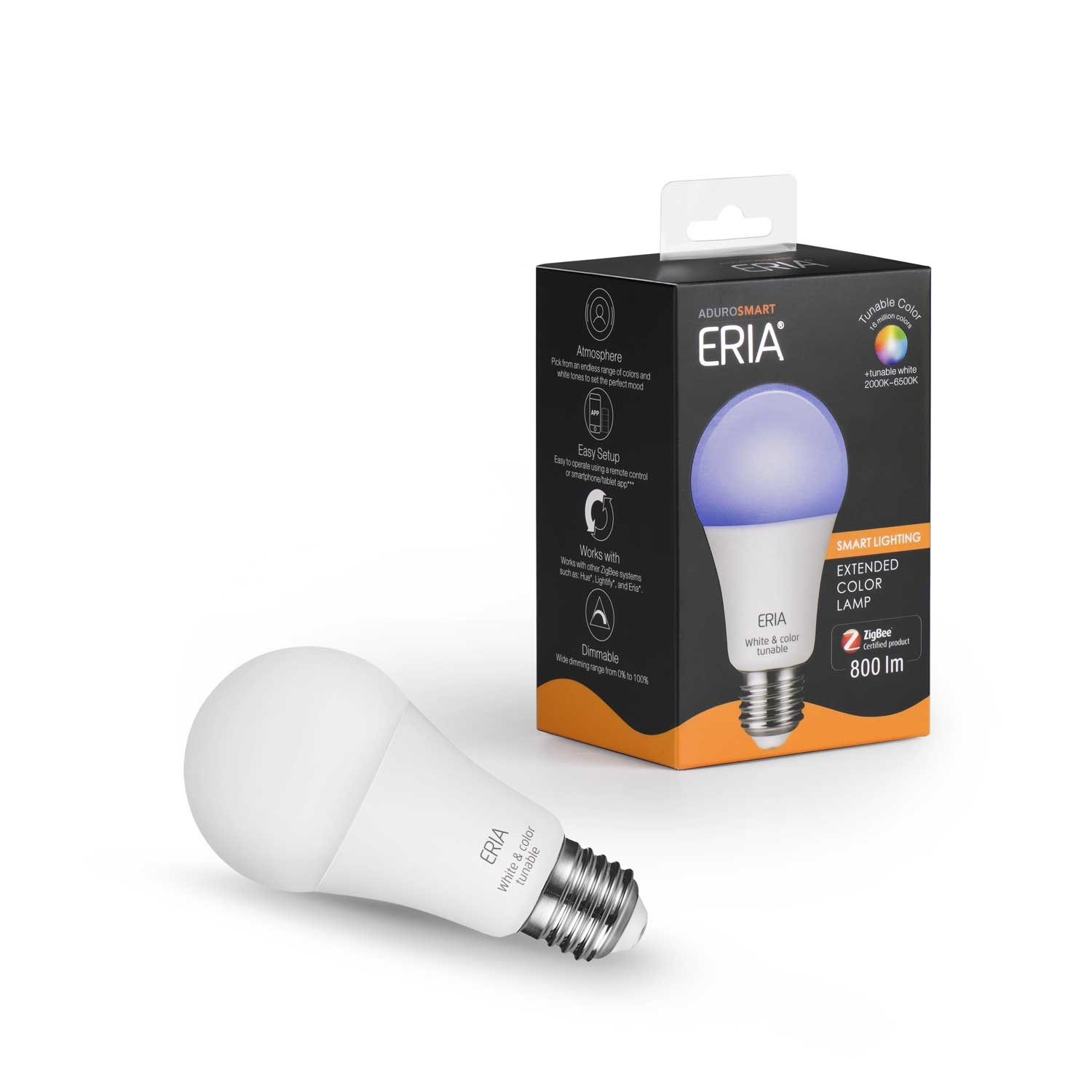 AduroSmart ERIA® E27 lamp Tunable colour - 2200K~6500K - warm tot koud licht + RGB - Zigbee Smart Lamp