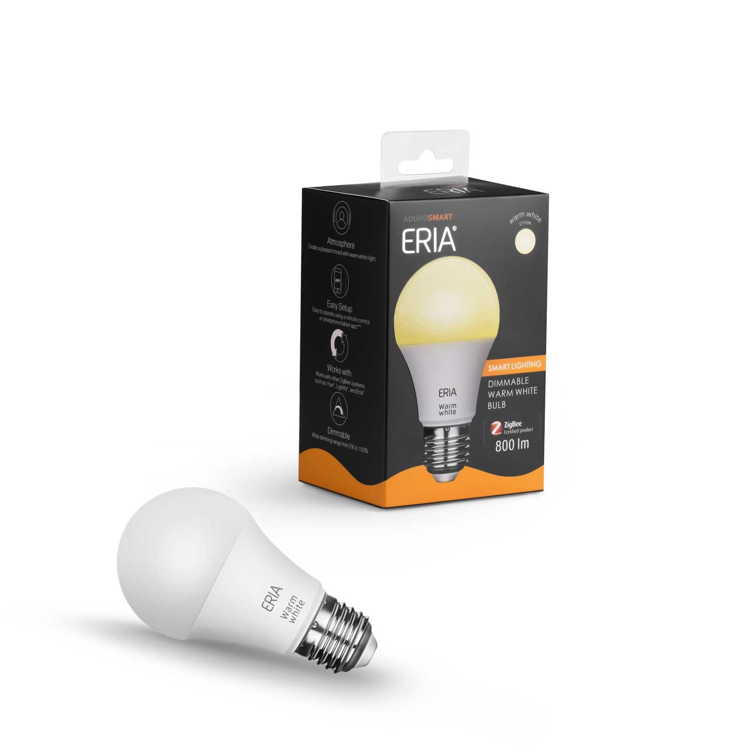 AduroSmart ERIA® E27 lamp Warm white - 2700K - warm wit licht - Zigbee Smart Lamp - werkt met o.a. Adurosmart, Hue en Google Home