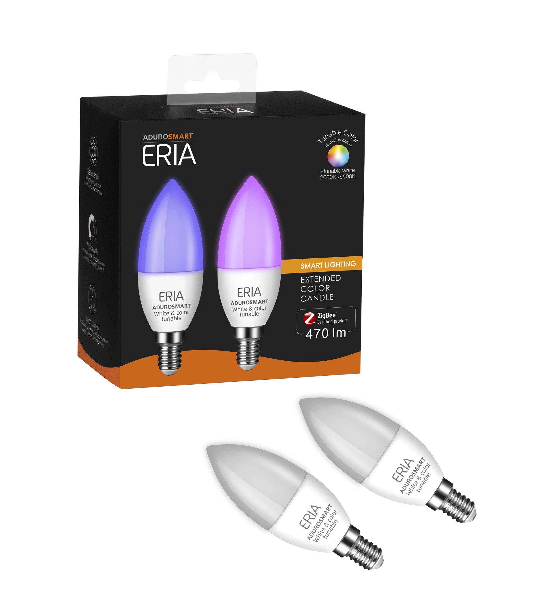 AduroSmart ERIA® E14 kaars Tunable colour - 2-pack - 2200K~6500K - warm tot koud licht + RGB - Zigbee Smart Lamp