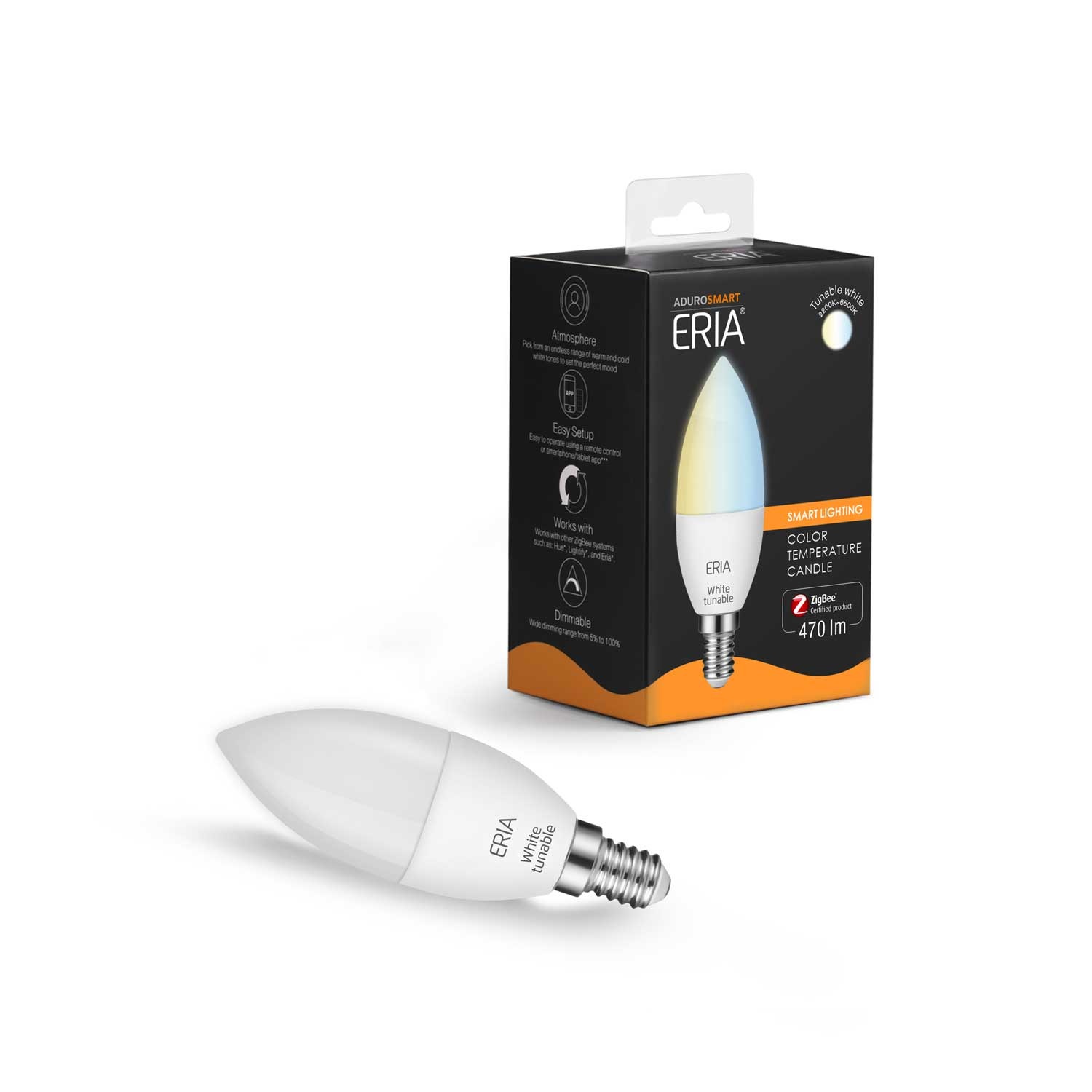 AduroSmart ERIA® E14 kaars Tunable white - 2200K~6500K - warm tot koud licht - Zigbee Smart Lamp - werkt met o.a. Adurosmart, Hue en Google Home