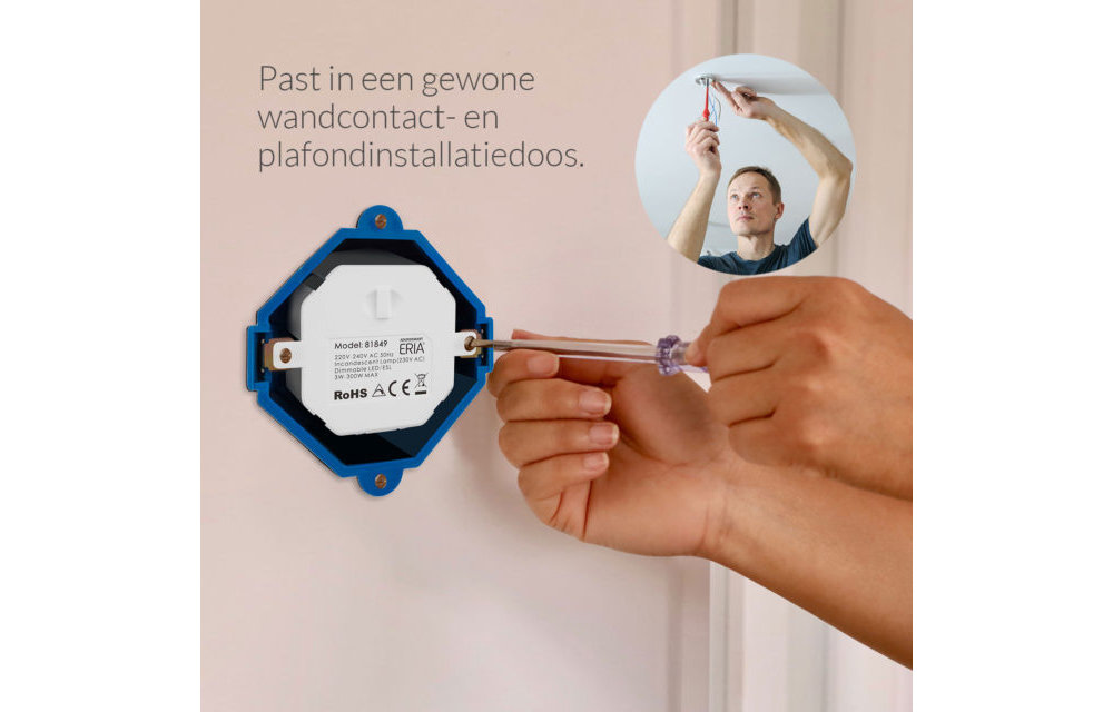 AduroSmart ERIA® Zigbee inbouw aan/uit schakelaar - 1000W, Werkt met Adurosmart, Hue, Smarthings en Google Home