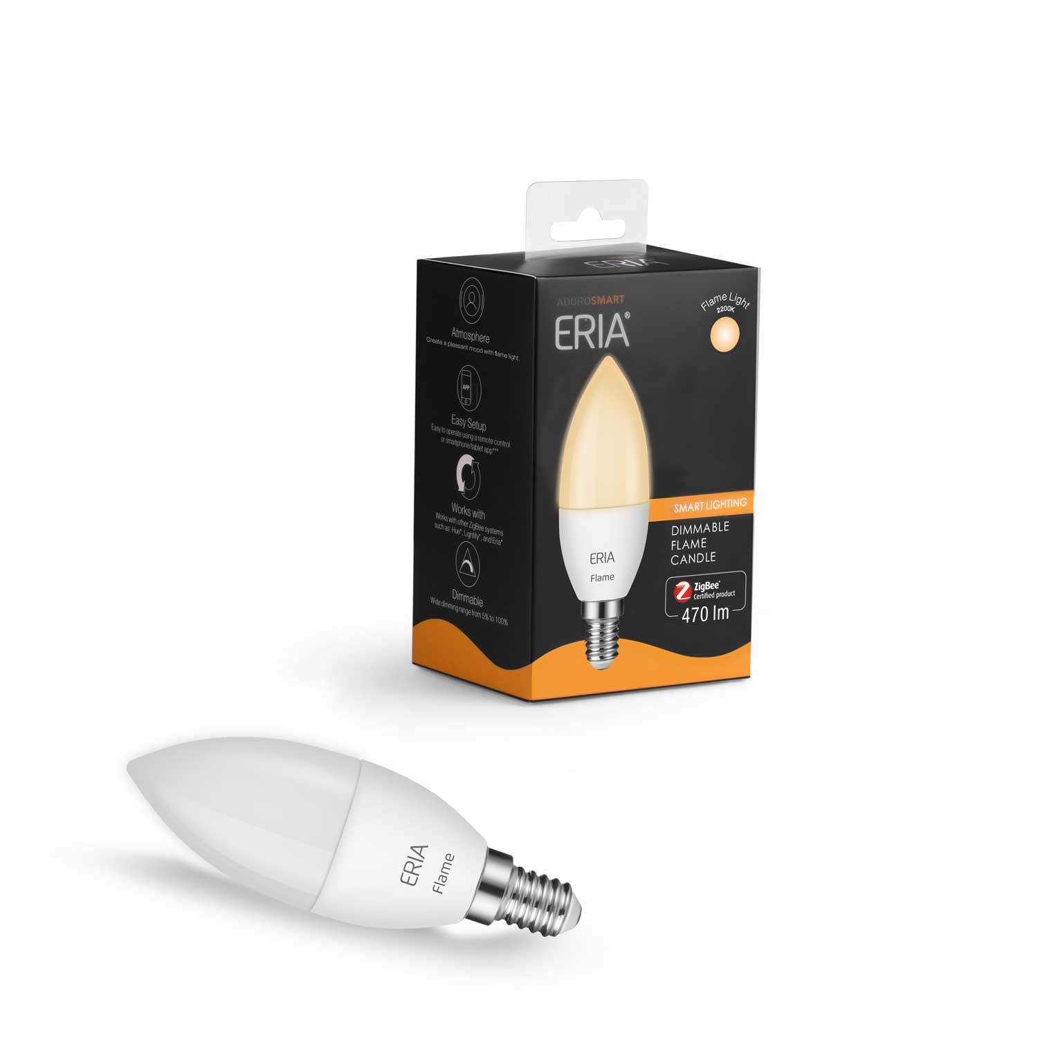AduroSmart ERIA® E14 kaars Flame - 2200K - warm licht - Zigbee Smart Lamp - werkt met o.a. Adurosmart, Hue en Google Home