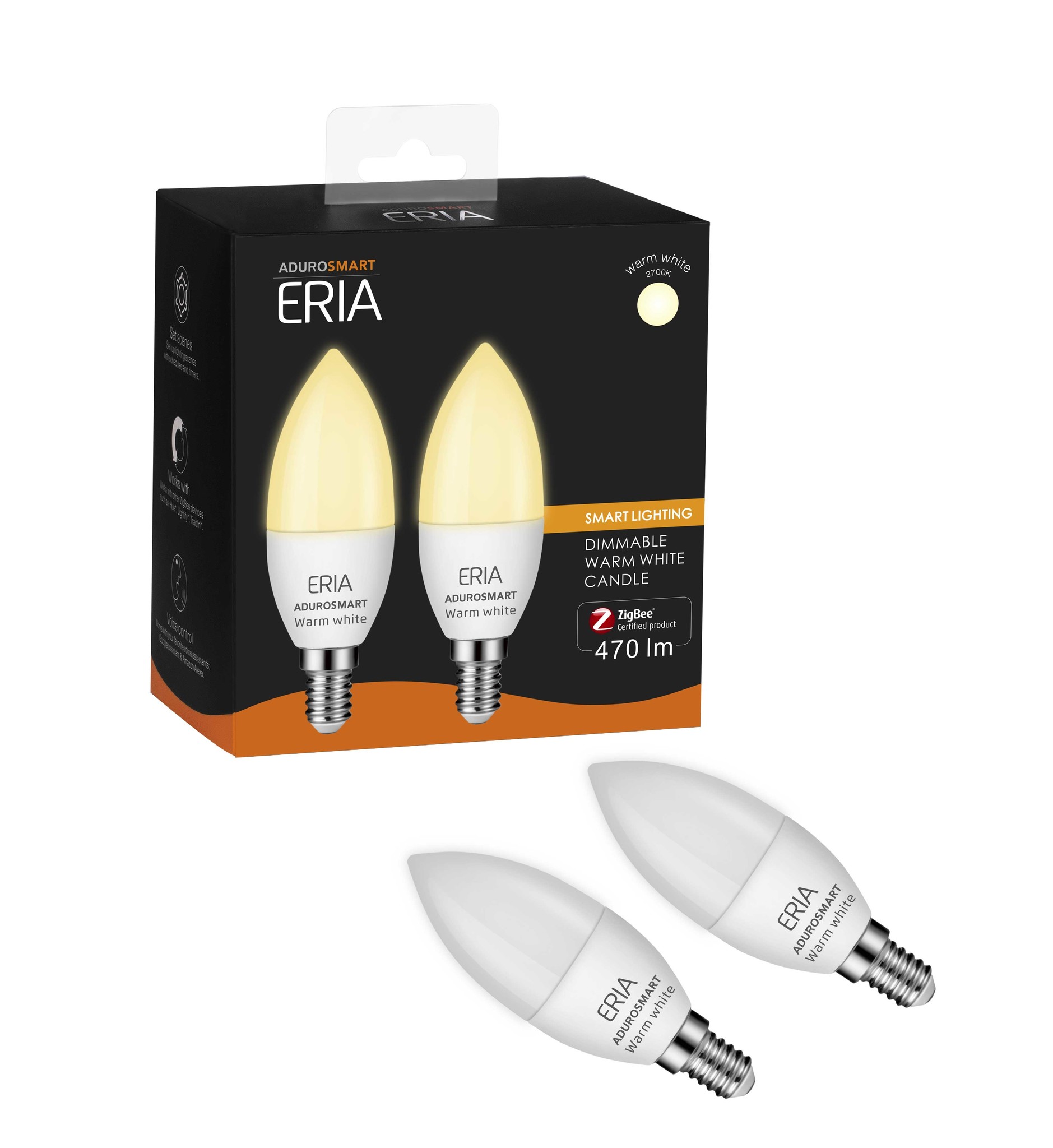 AduroSmart ERIA® E14 kaars Warm white - 2-pack - 2700K - warm wit licht - Zigbee Smart Lamp - werkt met o.a. Adurosmart, Hue en Google Home