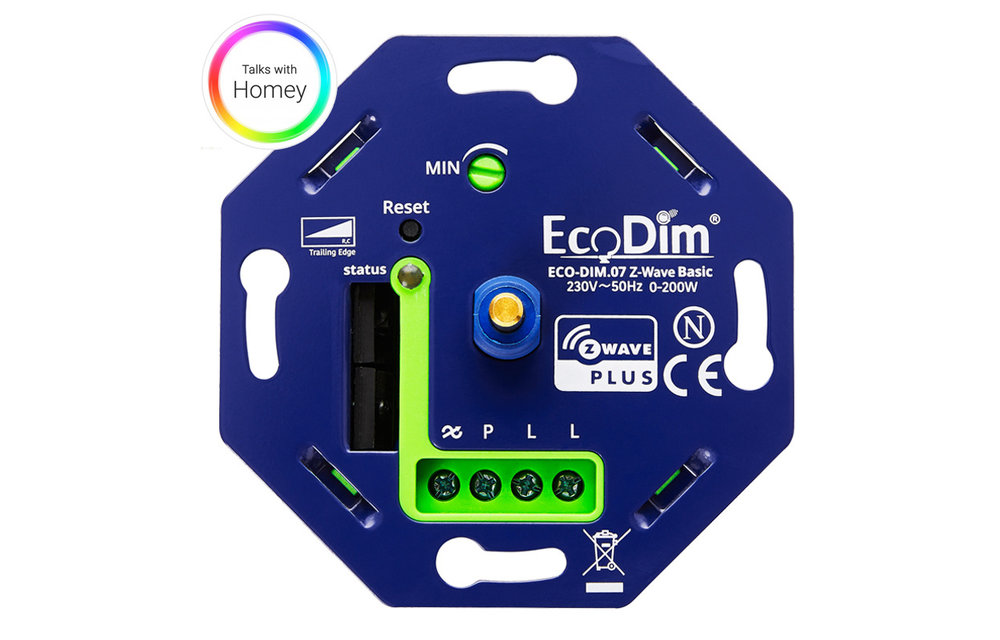 EcoDim ECO-DIM.07 Led dimmer Z-Wave Basic druk/draai 0-200W