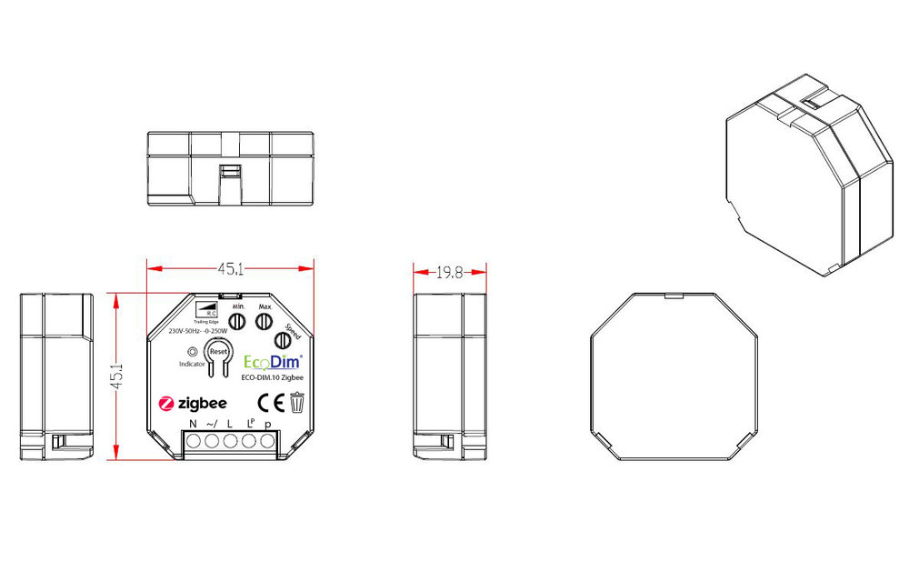EcoDim ECO-DIM.10 Z-Wave led dimmer module 250W
