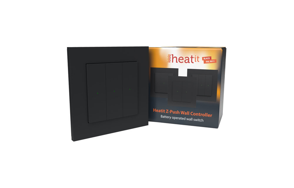 Heatit Z-Push Wall Controller - Zwart