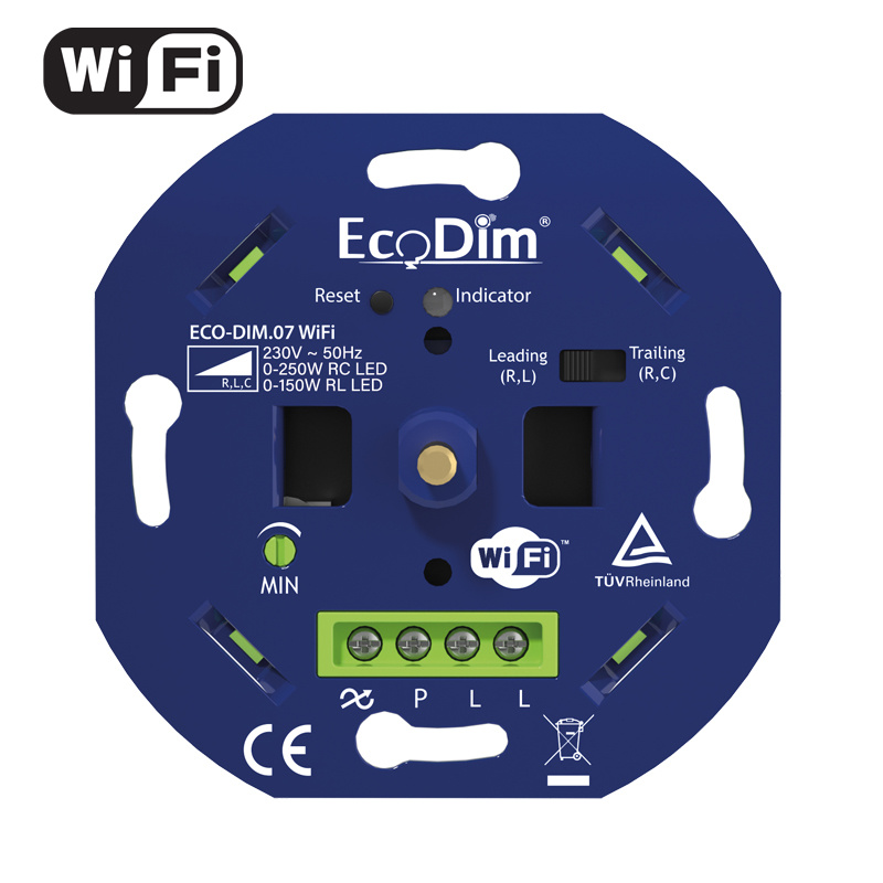 EcoDim ECO-DIM.07 WIFI Led Dimmer Inbouw druk/draai 0-250W