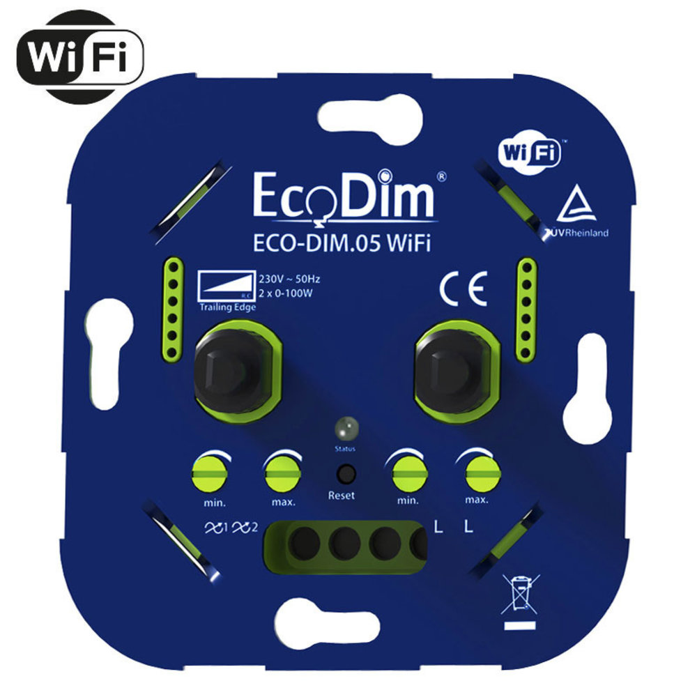 Versterker Onderhoud token EcoDim Eco-Dim.05 WiFi Duo led dimmer inbouw 2x0-100W - SlimmeDingen.nl