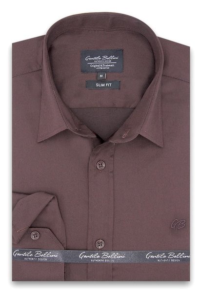 Heren Overhemd - Luxury Plain Satin - Bruin
