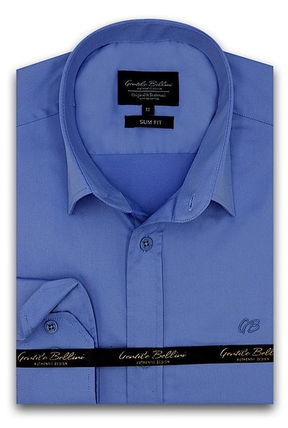 Heren Overhemd - Luxury Plain Satin - Blauw