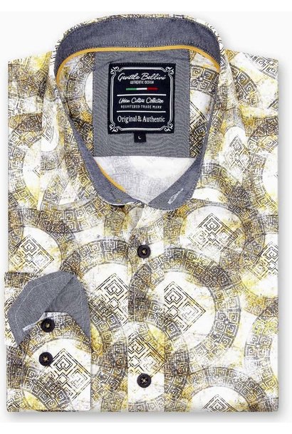 Heren Overhemd - Greek Ornament - Beige