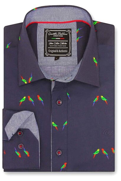 Heren Overhemd - Parakeet Lovers - Blauw