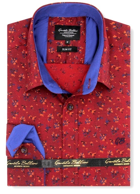 Heren Blouse Bloemen Print Rood Gentile Bellini