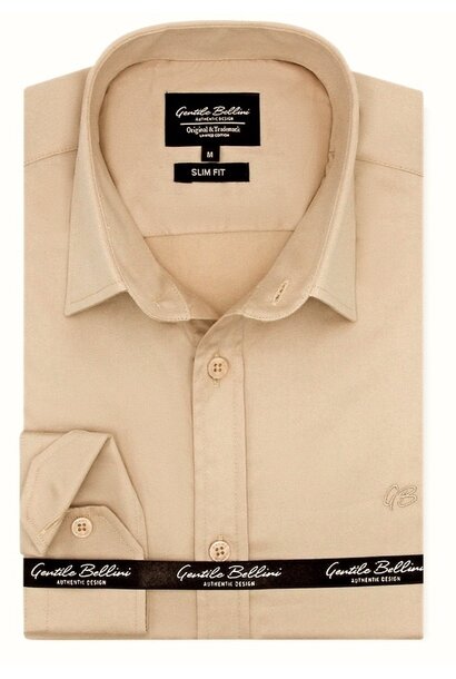 Heren Overhemd - Luxury Plain Satin - Beige