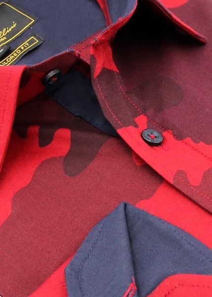Heren Overhemd - Army Camouflage - Rood-2