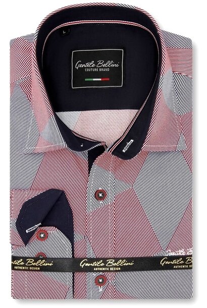 Heren Overhemd - Diamond Checker Pattern - Rood