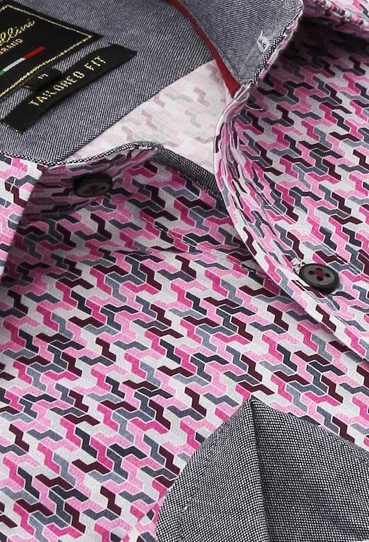 Heren Overhemd - Tetris Mosaik - Roze-2