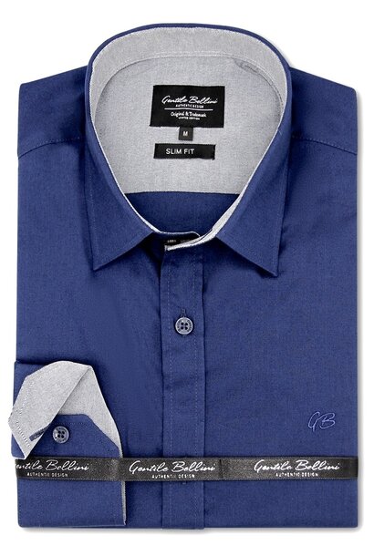 Heren Overhemd - Chambray Contrastbeleg - Blauw