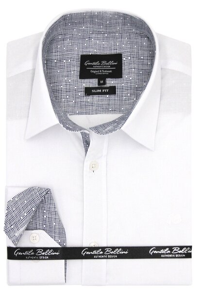 Heren Overhemd - Chambray Contrastbeleg - Wit