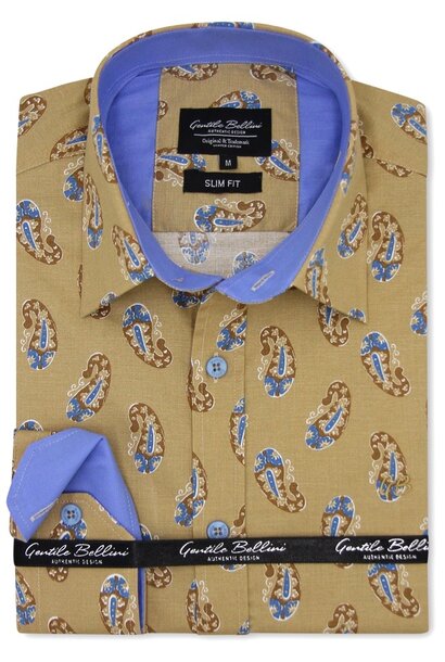 Heren Overhemd - Retro Paisley - Camel