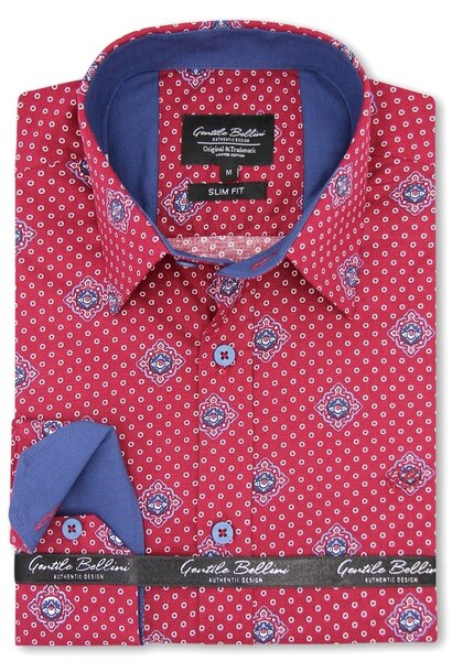 Heren Overhemd - Circle Dot Motief - Rood