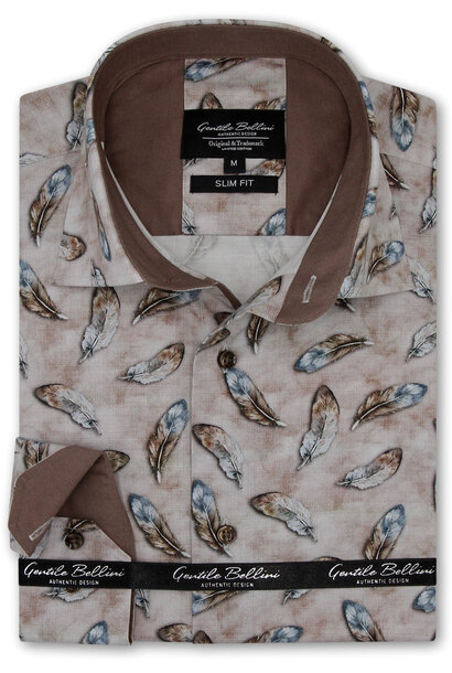 Heren Overhemd - Trendy Print - Bruin