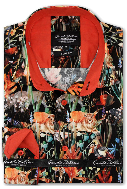 Heren Overhemd - Jungle Print - Zwart