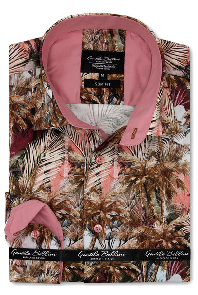 Heren Overhemd - Hawai Tropical - Bruin