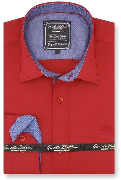Heren Overhemd - Dots Contrastbeleg - Rood