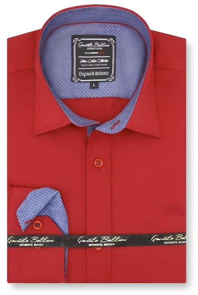 Heren Overhemd - Dots Contrastbeleg - Rood