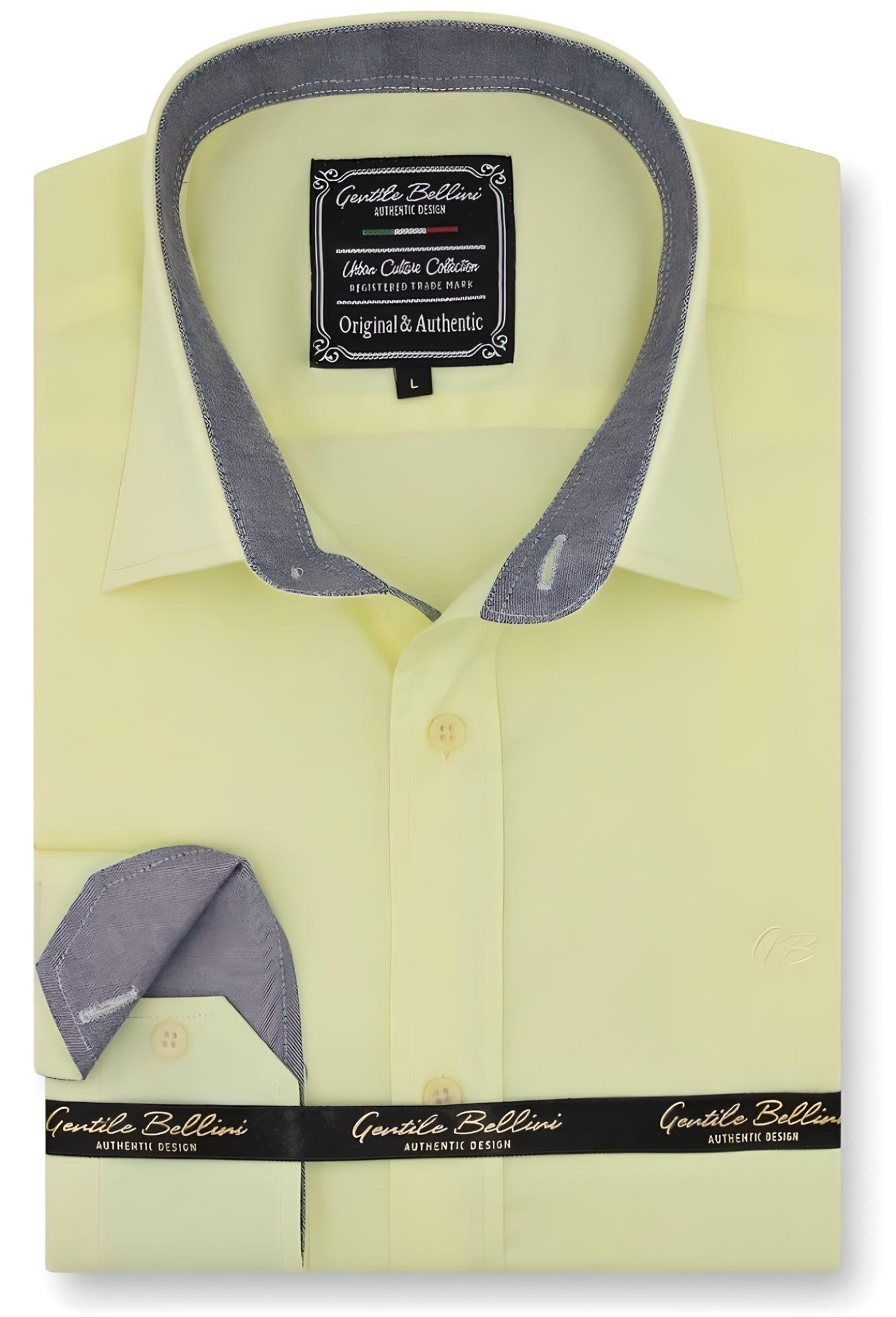 Heren Overhemd - Chambray Contrastbeleg - Geel-1