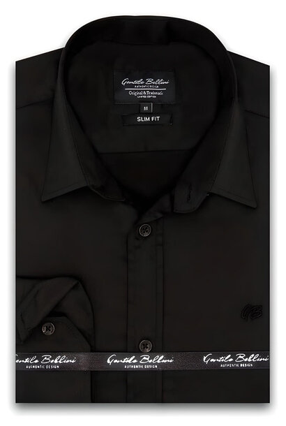Heren Overhemd - Luxury Plain Satin - Zwart