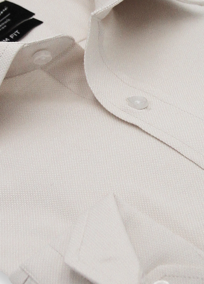 Heren Overhemd - Plain Oxford Shirts - Beige-2