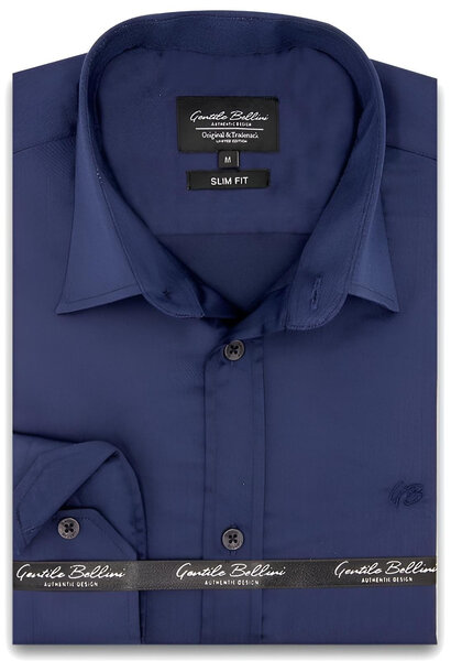 Heren Overhemd - Luxury Plain Satin - Navy
