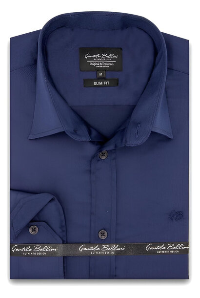 Heren Overhemd - Luxury Plain Satin - Navy