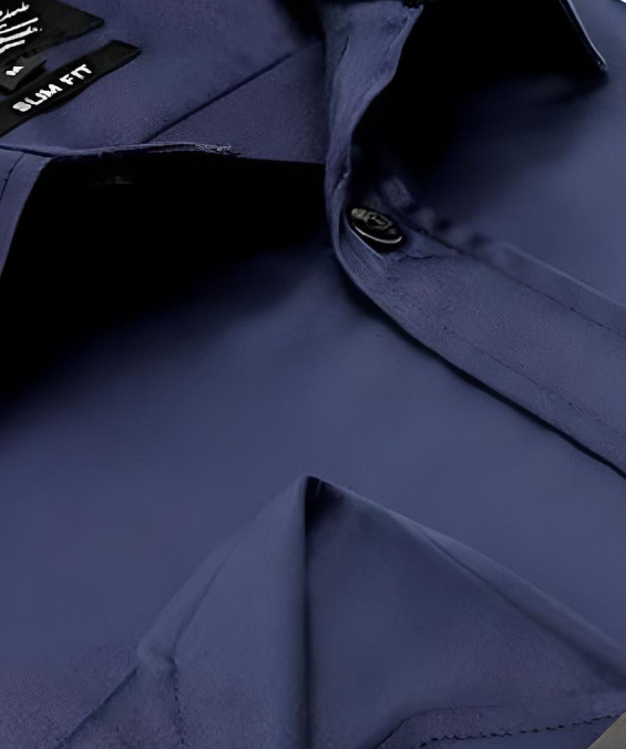 Heren Overhemd - Luxury Plain Satin - Navy-2