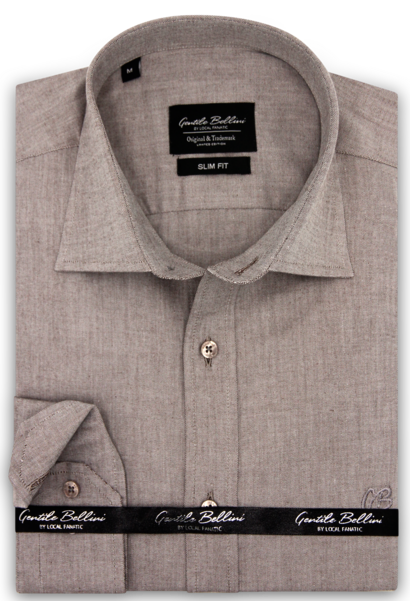 Heren Overhemd - Plain Oxford Shirts - Bruin/Grijs