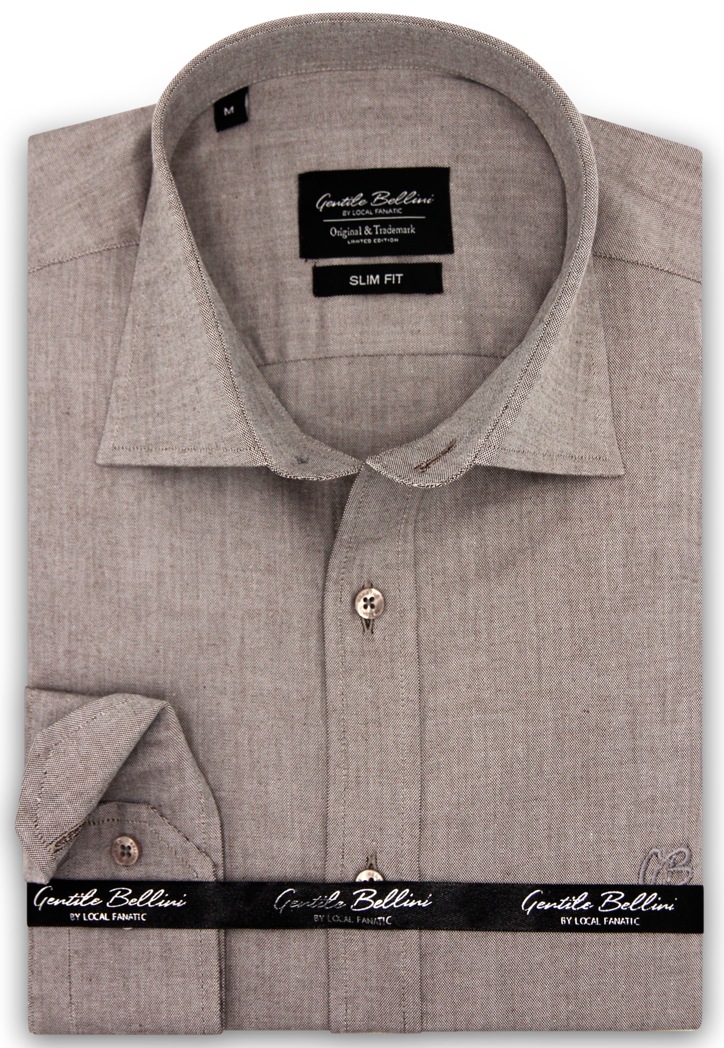 Heren Overhemd - Plain Oxford Shirts - Bruin/Grijs-1