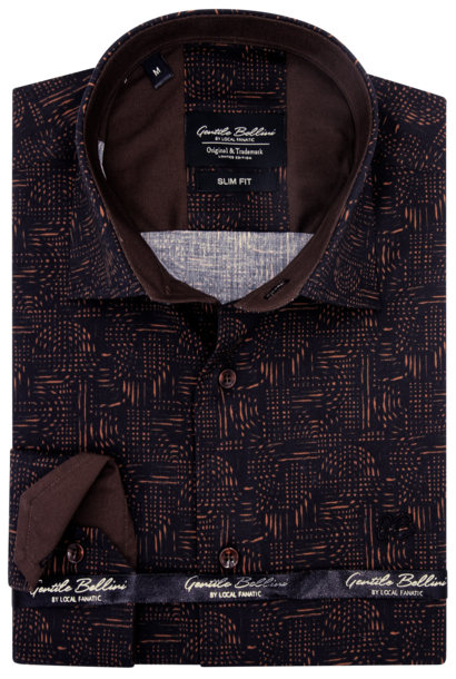 Heren Overhemd - Geometric Universe  - Bruin