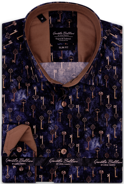 Heren Overhemd - Golden Key - Blauw