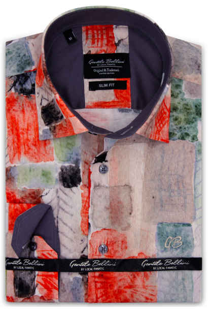 Heren Overhemd - Artwork Digital Print - Oranje
