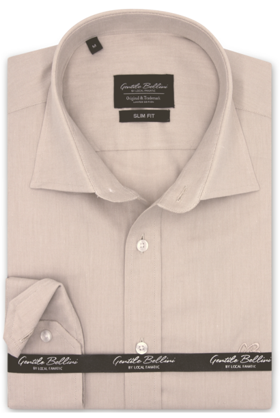 Heren Overhemd - Plain Oxford Shirts - Licht Bruin