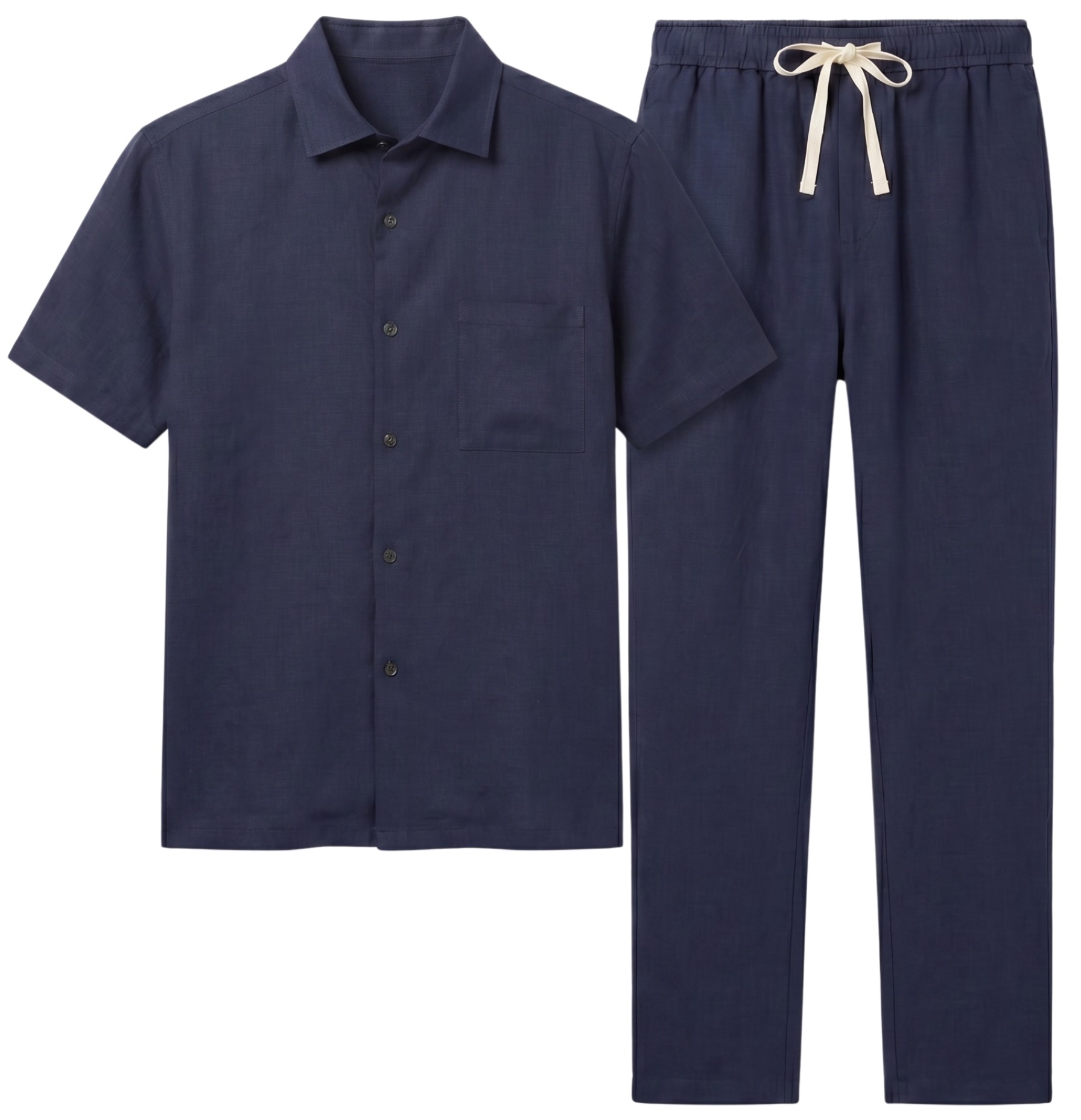 Oversized Zomerset Heren - Linnen Broek Heren - Linnen Overhemd Heren - GB7165 - Blauw-1