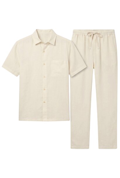 Oversized Zomerset Heren -  Linnen Broek Heren - Linnen Overhemd Heren - GB7165 - Beige